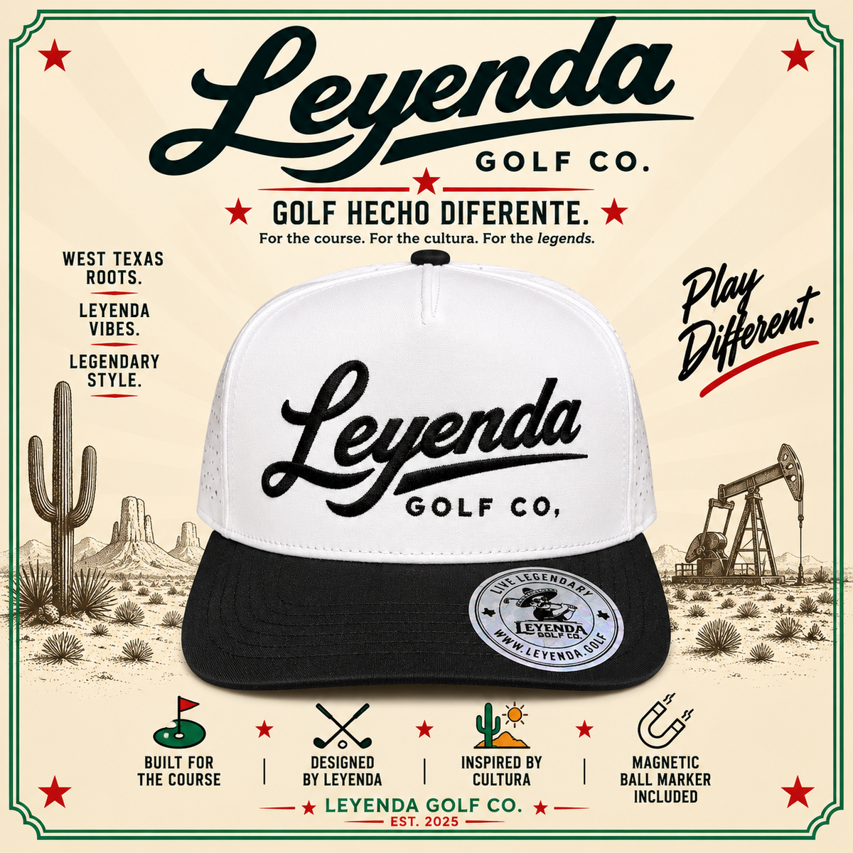 The OG Leyenda Script Snapback – Black & White | Leyenda Golf Co.