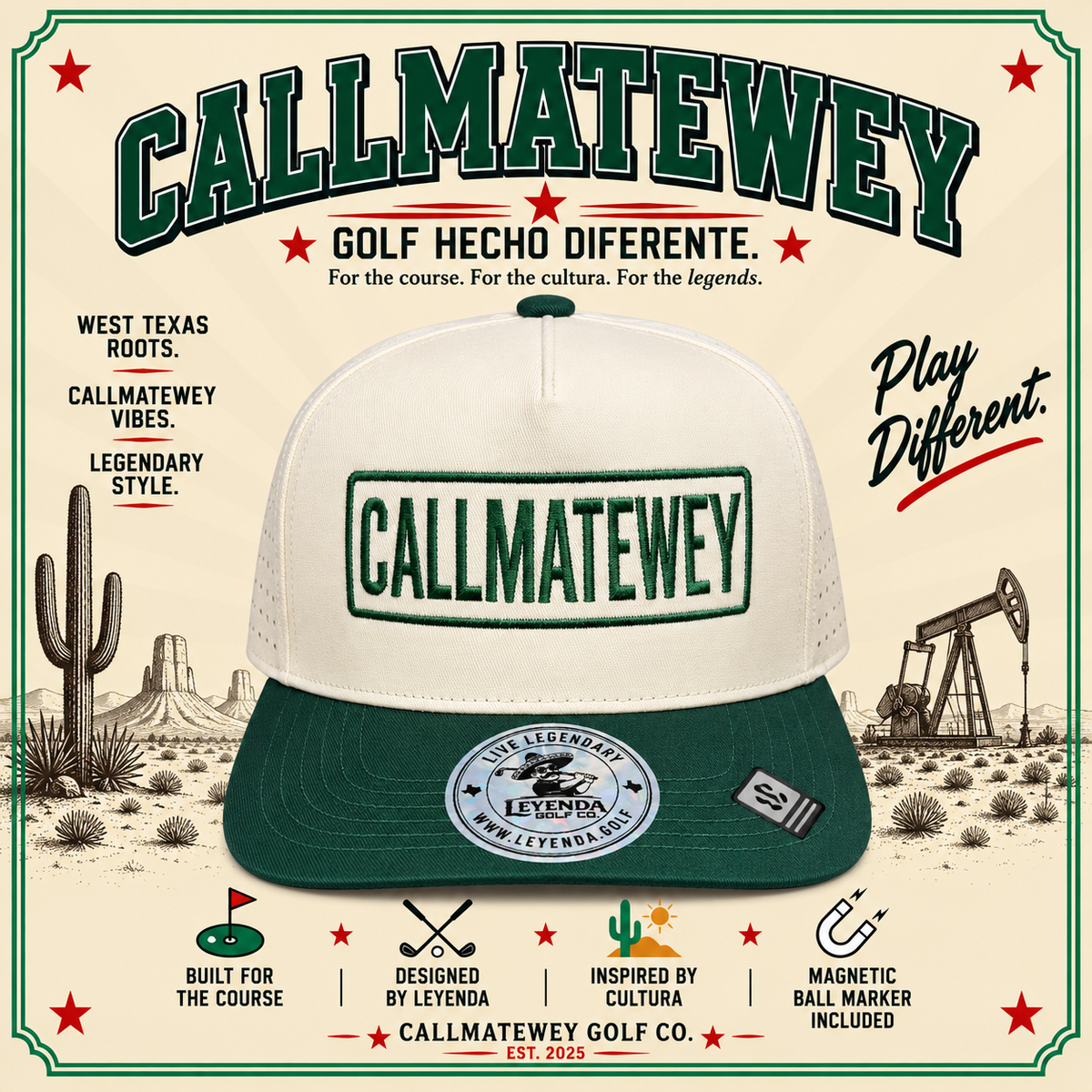 CALLMATEWEY Snapback – Hunter Green & Cream | Leyenda Golf Co.
