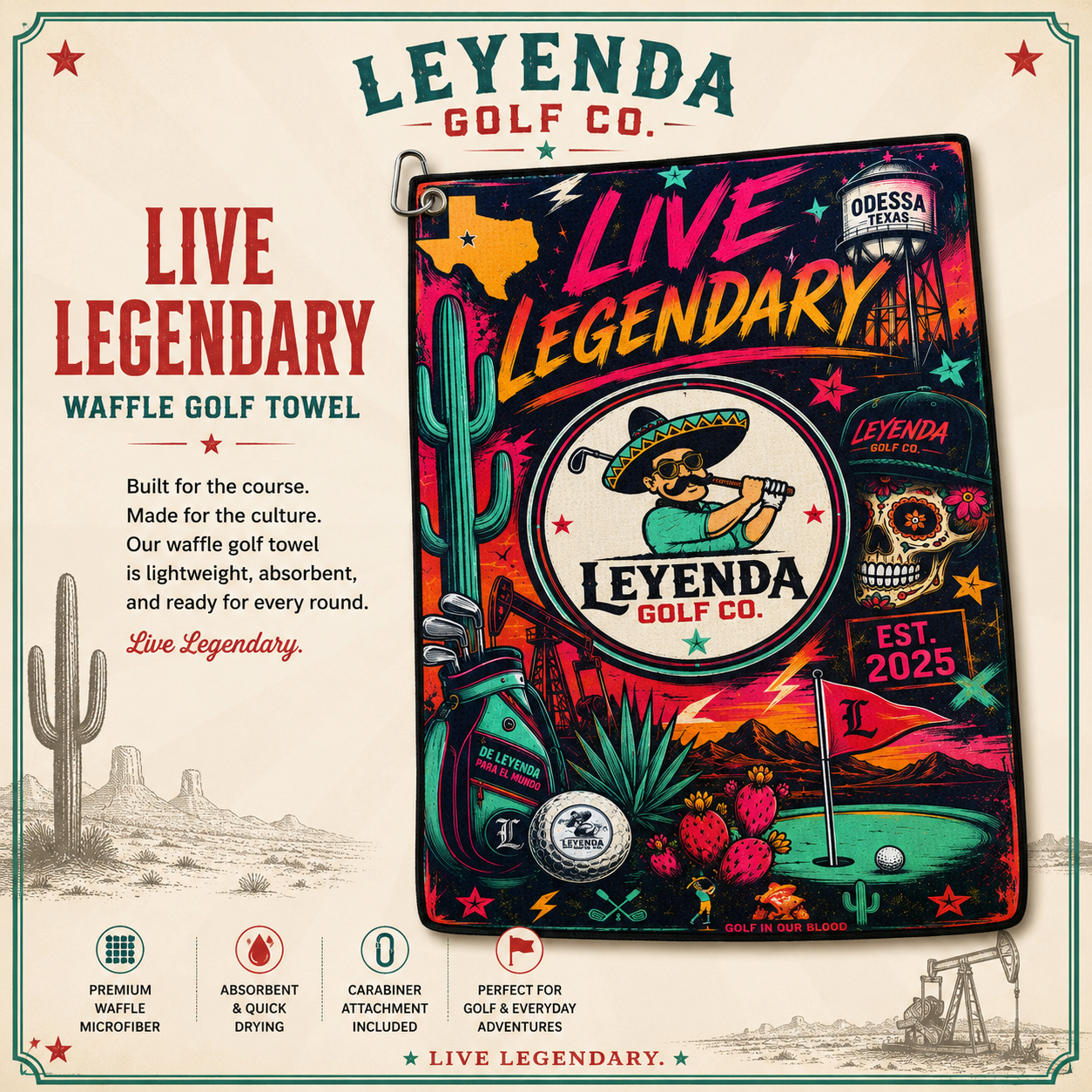 Live Legendary™ Numero DOS | Waffle Golf Towel