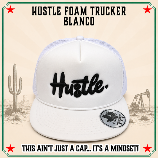 HUSTLE Foam Trucker – Blanco Puff Edition